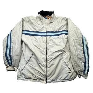 Vintage Sessions Ridge Series Ski Snow Jacket Mens XL Beige Tan Blue Full Zip